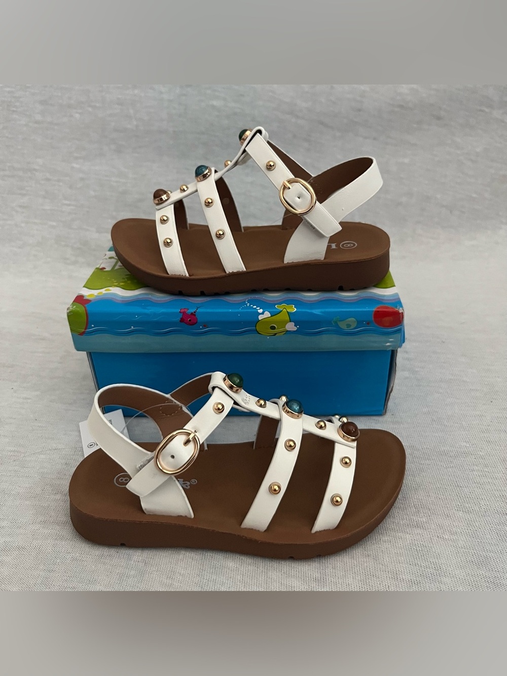 Link Wonderous White Studded Gladiator Sandals